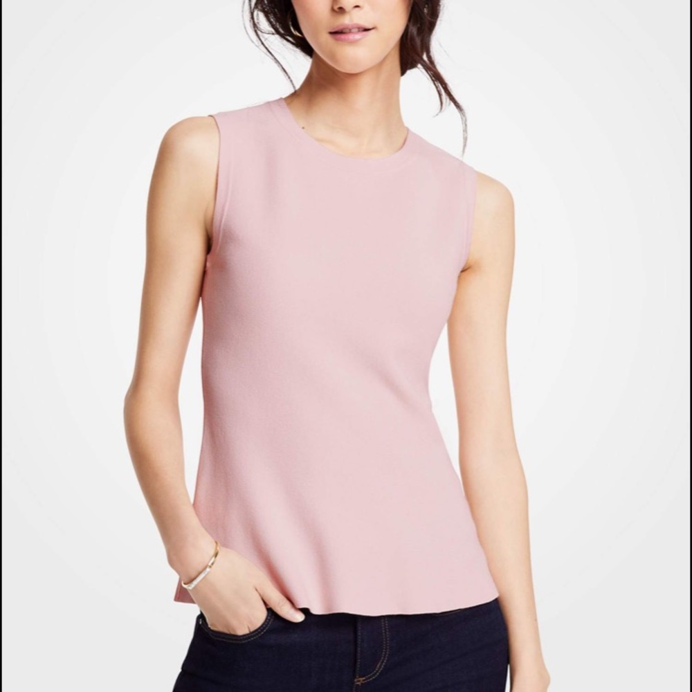 Ann Taylor Pink Sleeveless Peplum Sweater S